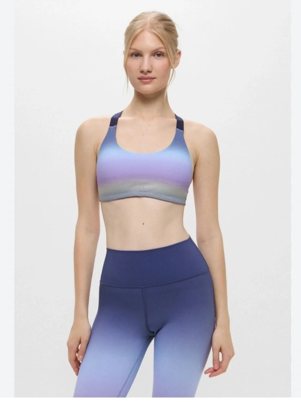 NWT Alo Sunset Yoga Vapor Gradient Dusk Take Charge Bra in Dusk Sky - S